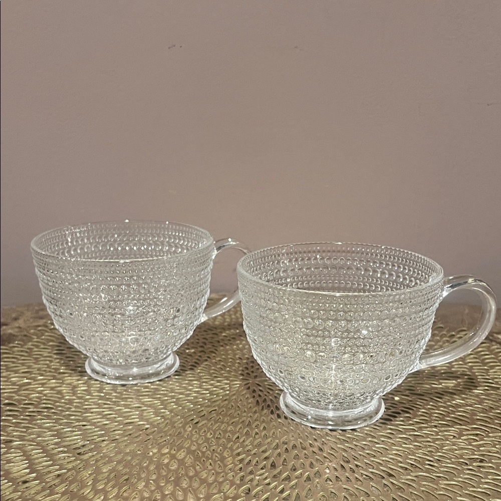 Set/2, Glass Beaded Tea, Coffee, Cappuccino Cup Set